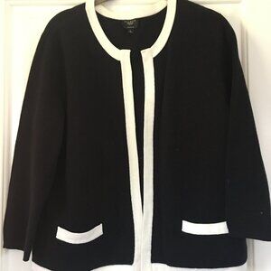 Talbots Women's Black & White Cardigan Sweater Size Petite Large